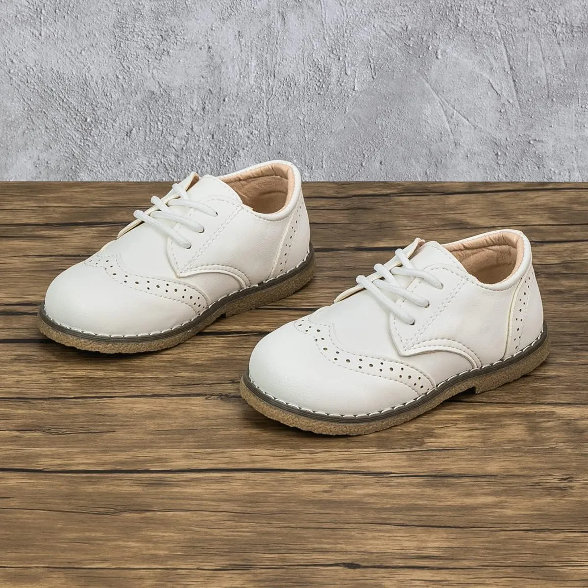 Meckior Toddler Boys Girls Dress Shoes Little Kid Oxford Shoes Wedding Church Dress Shoes PU Leather Lace Up School Uniform Loafer Flats