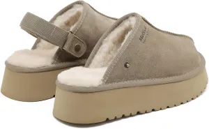 Mel&Syd 100% Australian Sheepskin Slippers for Womens-Goldenstar Clog-Adjustable Heel Strap Heighten Elastic Memory Foam Sole Shearling Warm Comfy Water Resistant for Indoor Outdoor Fur Sandals Shoes