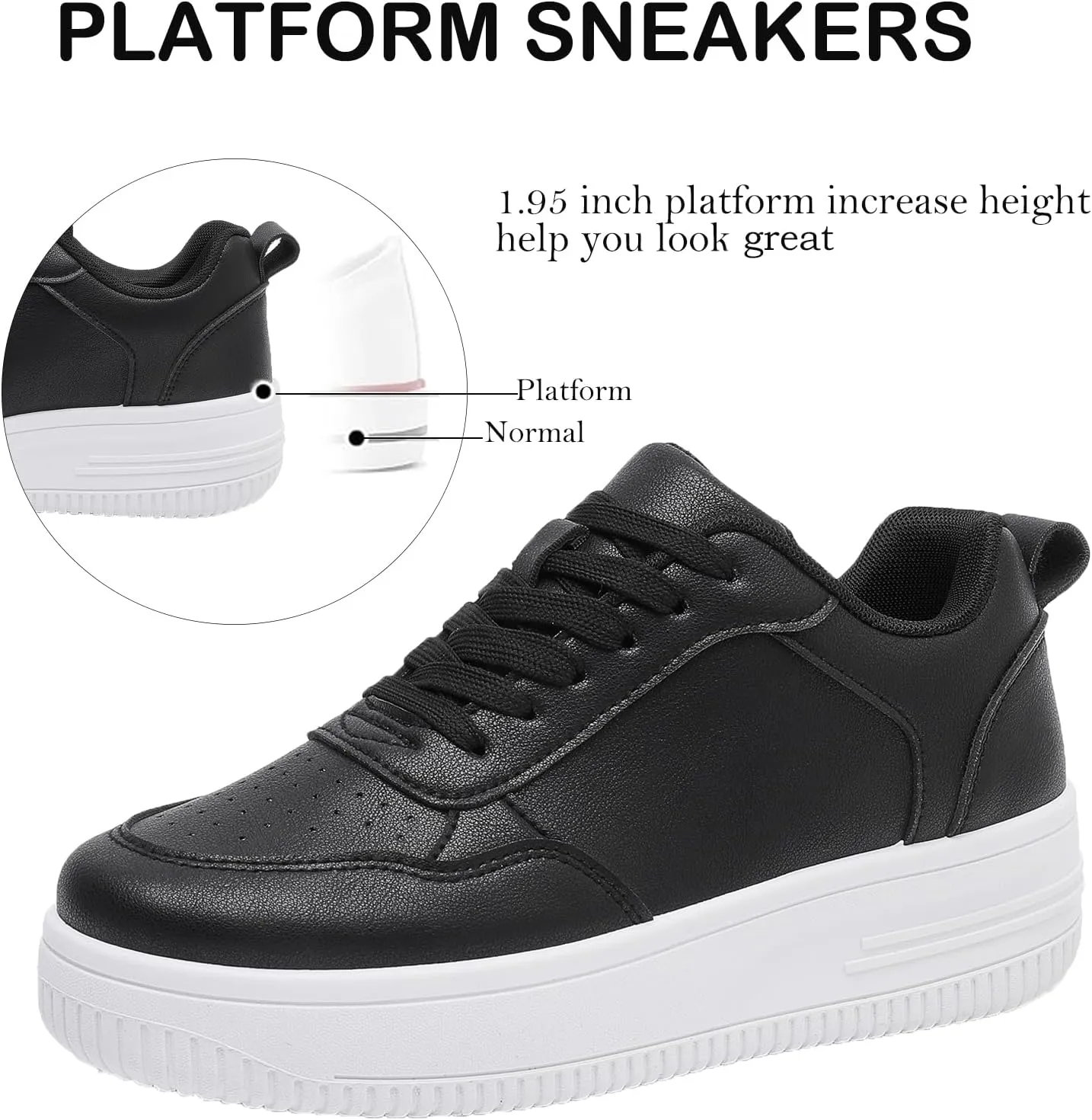 MEMON Womens Fashion Sneakers,Lace Up Platform Sneakers,Lightweight Casual Sneaker,Comfortable Walking Sport Sneakers