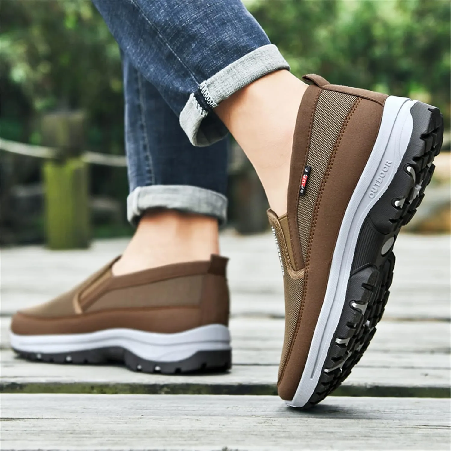 Men's Arch Support Slip-on Canvas Loafers,Outdoor Casual Non Slip Orthopedic Sneakers Flats Walking Boat Shoes