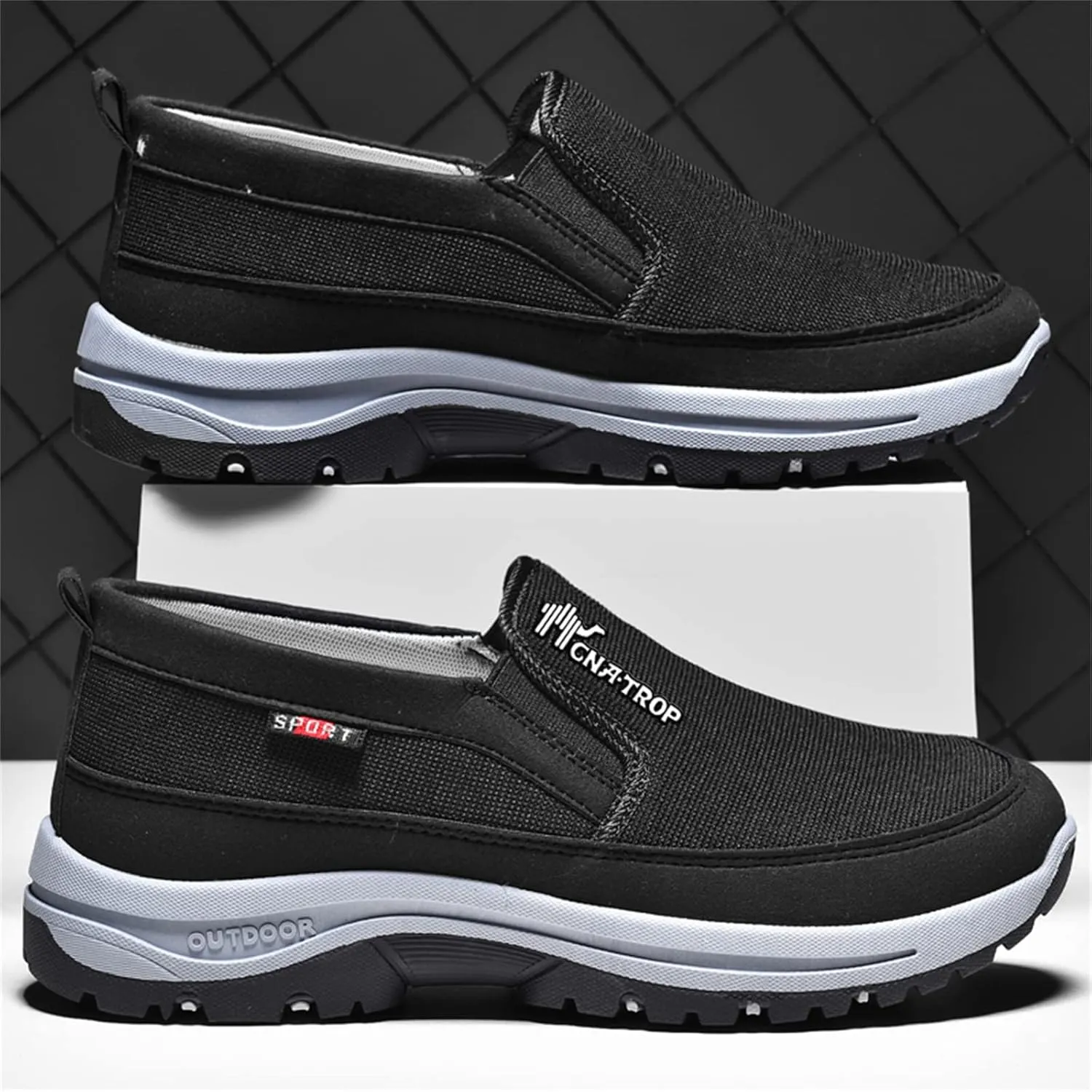 Men's Arch Support Slip-on Canvas Loafers,Outdoor Casual Non Slip Orthopedic Sneakers Flats Walking Boat Shoes