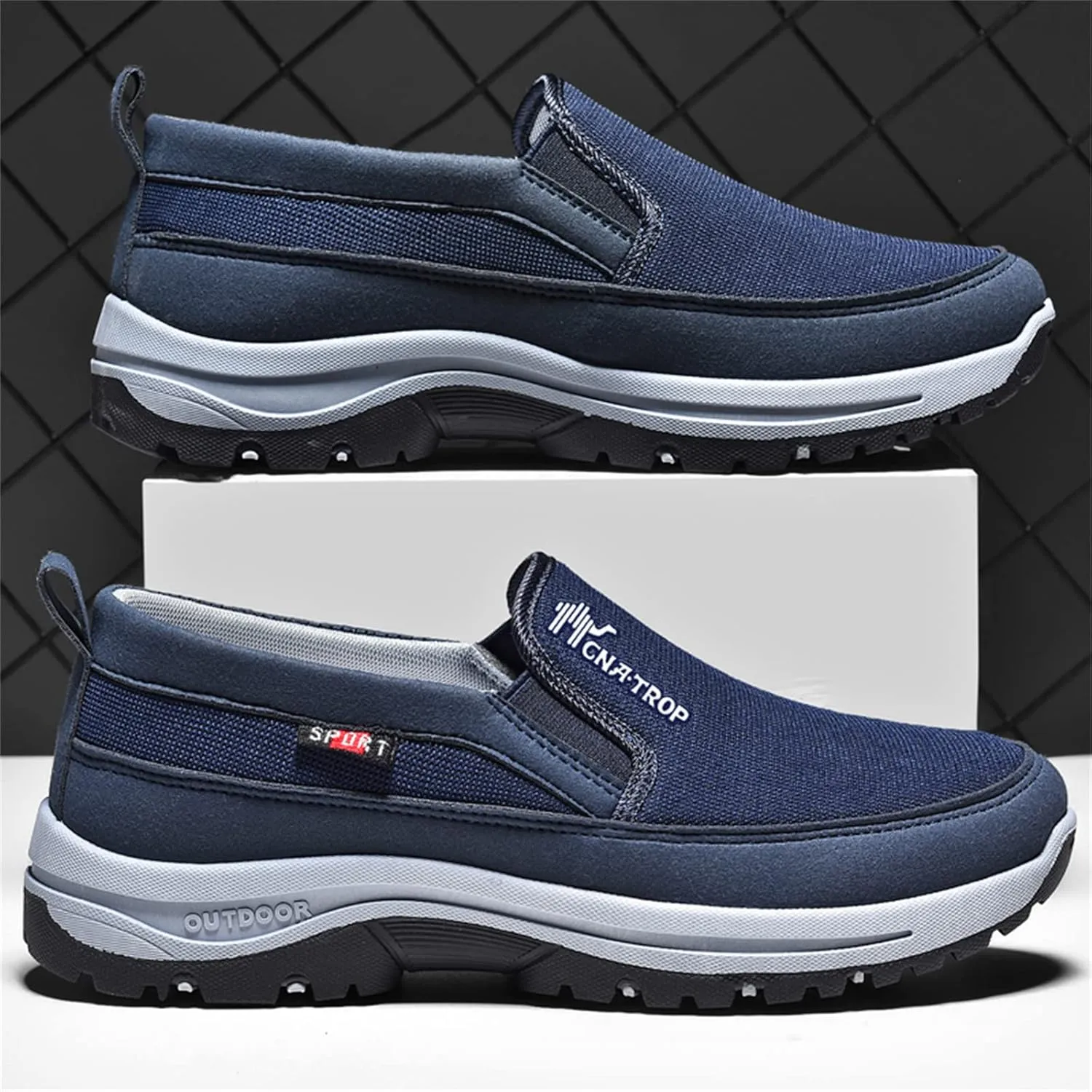 Men's Arch Support Slip-on Canvas Loafers,Outdoor Casual Non Slip Orthopedic Sneakers Flats Walking Boat Shoes