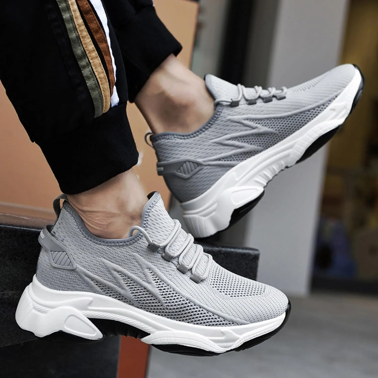 Men's Autumn and Winter Breathable Outdoor Hiking Shoes High Top Shoes Hiking Sneaker Socks High