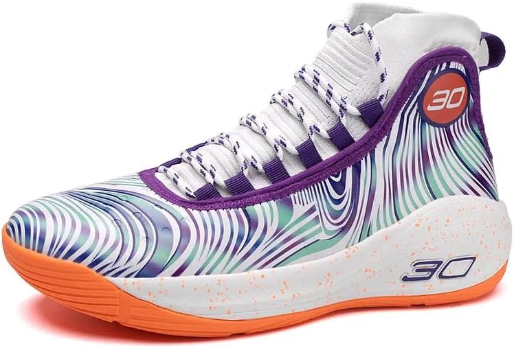 Men's Basketball Shoes Fashion Printed Leather Sneakers Youth
