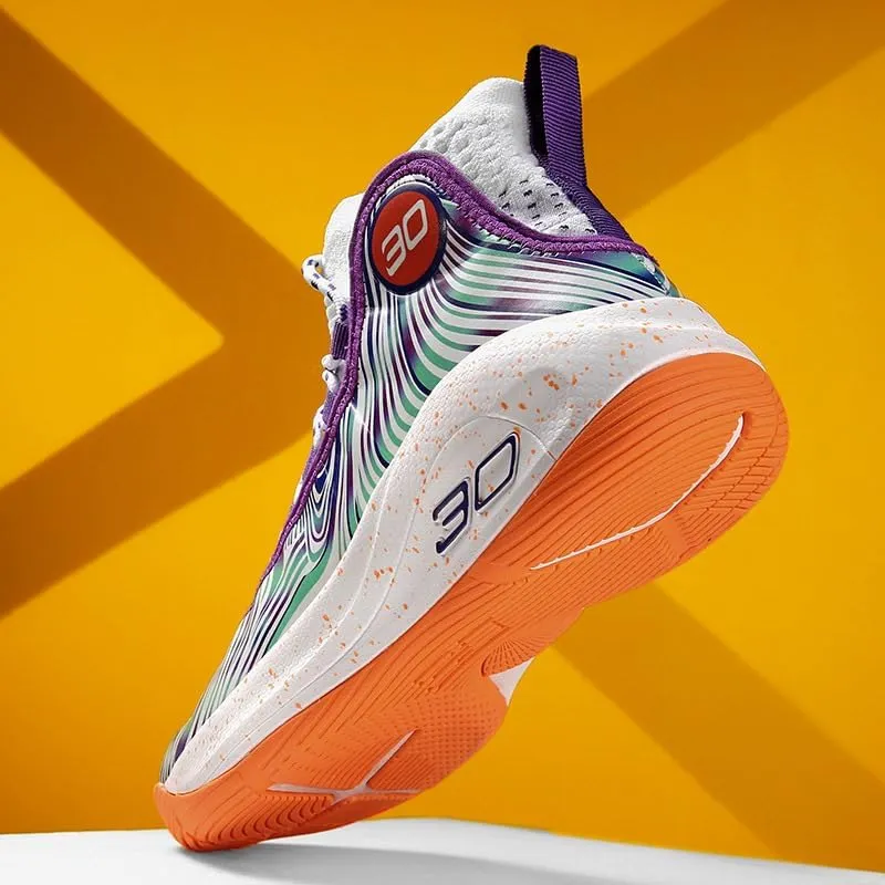 Men's Basketball Shoes Fashion Printed Leather Sneakers Youth