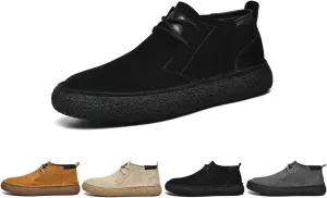 Men's Frosted Leather Suede Suede Mid Top Board Shoes Retro Casual Fashion Design Walking Ankle Boots Classic Lace-Up Comfort Non-Slip Sneakers