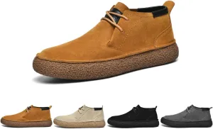 Men's Frosted Leather Suede Suede Mid Top Board Shoes Retro Casual Fashion Design Walking Ankle Boots Classic Lace-Up Comfort Non-Slip Sneakers