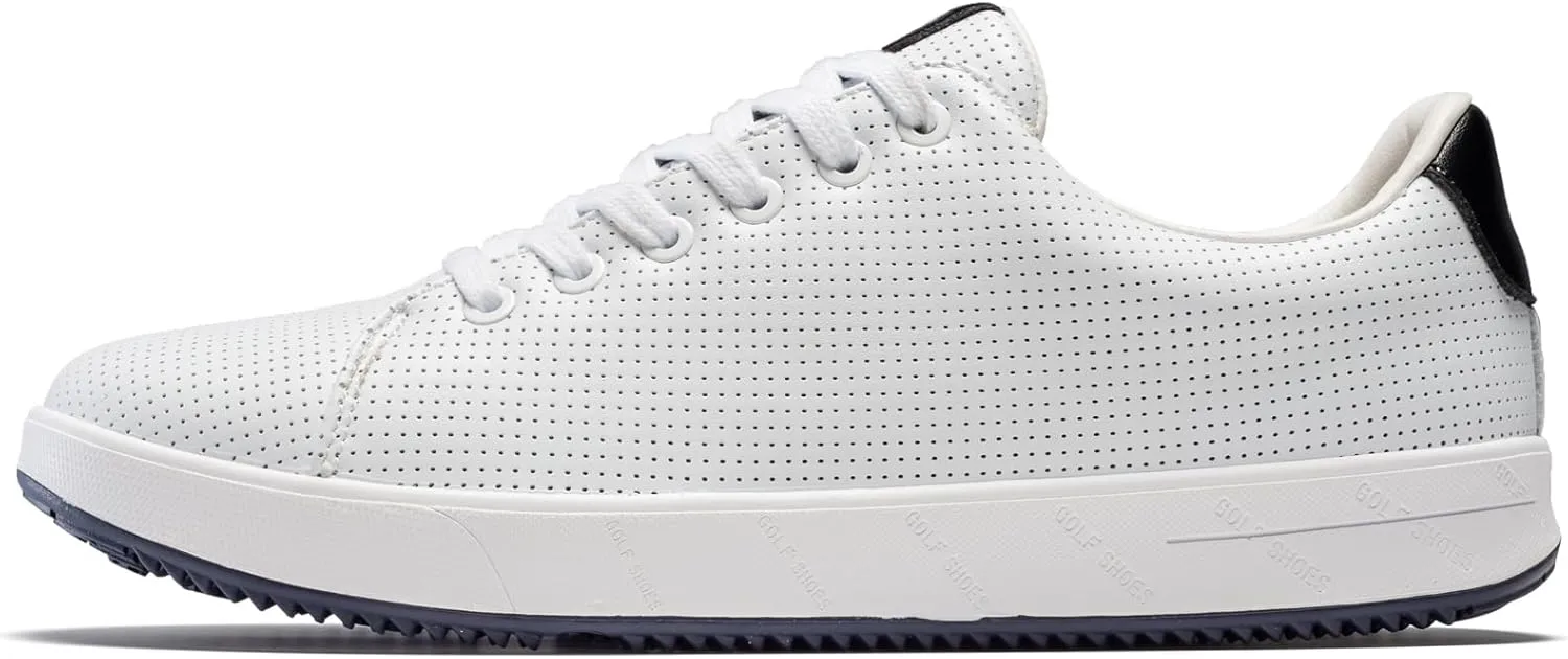 Men's Golf Shoes Professional Spikeless Leather Sneakers Non Slip Low Top Lightweight Comfort Travel Walking Shoes