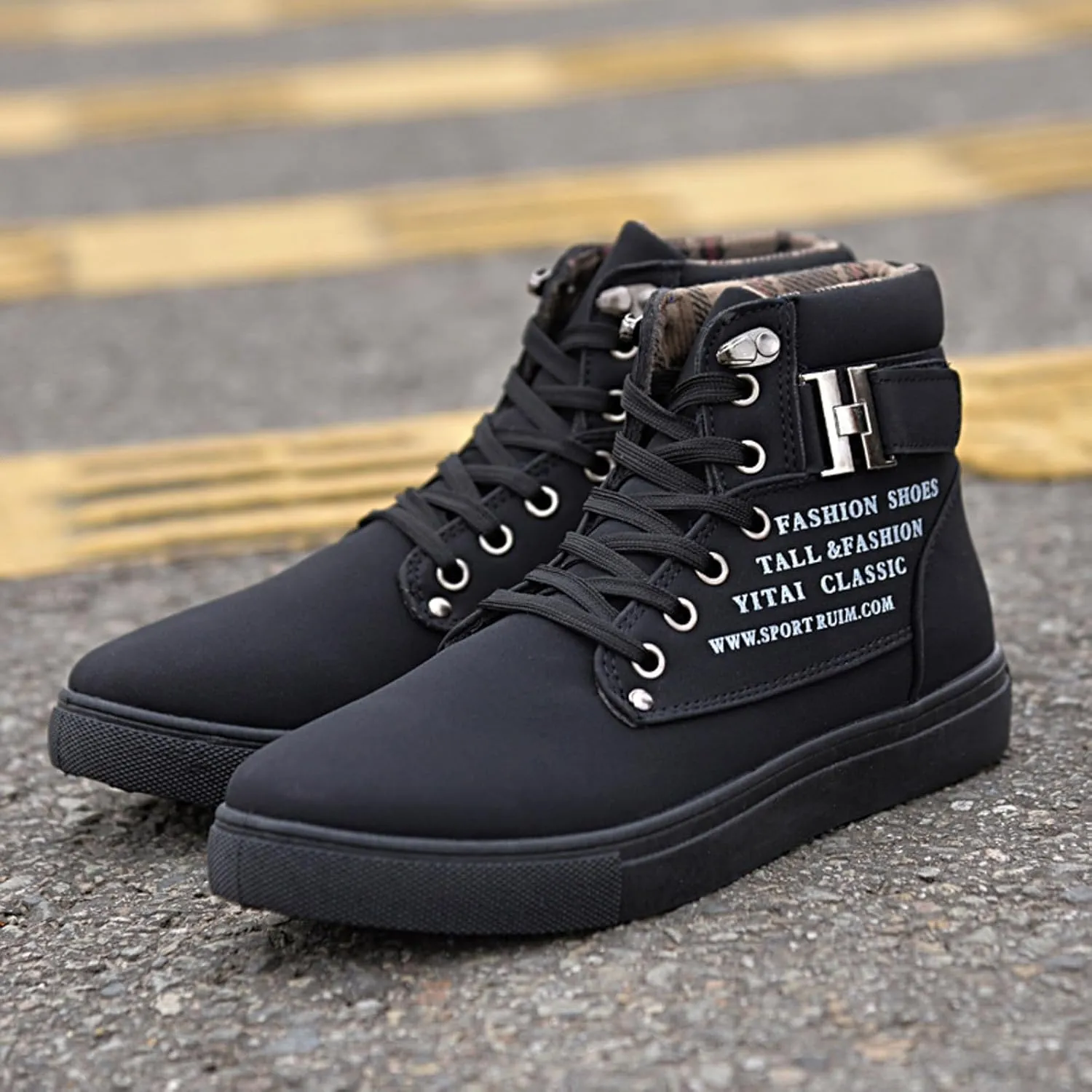 Men's High Top Sneakers Men's Autumn and Winter Casual Shoes High-Top Cotton Shoes, Student Fleece-Lined Oversized Ankle Boots For Workout Walking Running