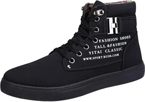 Men's High Top Sneakers Men's Autumn and Winter Casual Shoes High-Top Cotton Shoes, Student Fleece-Lined Oversized Ankle Boots For Workout Walking Running