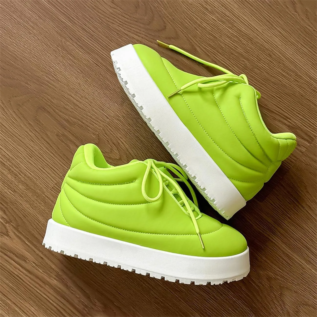 Men's Platform Sneakers Lightweight Comfort Lace Up Skate Shoes Puffy Trendy Casual Shoes