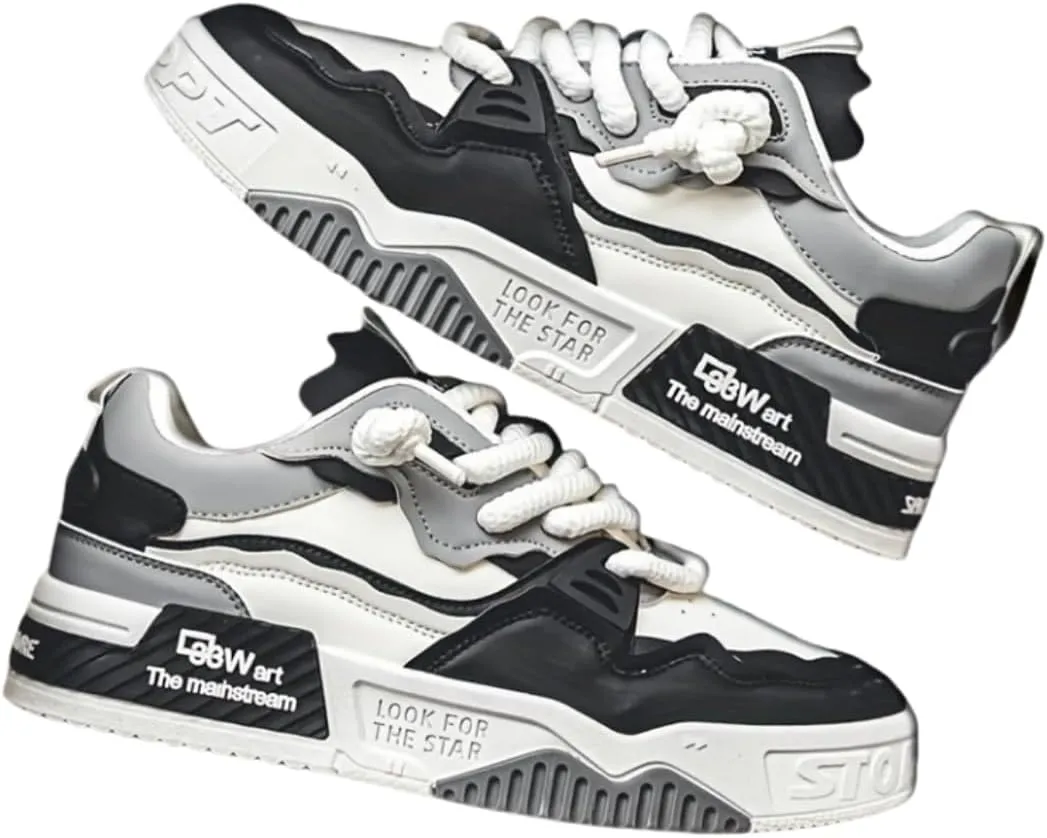 Men's Skate Shoes - Skateboarding - Comfy, Non-Slip, Durable, Lace-Up Sneakers for Outdoor Activities with Trendy Street Style