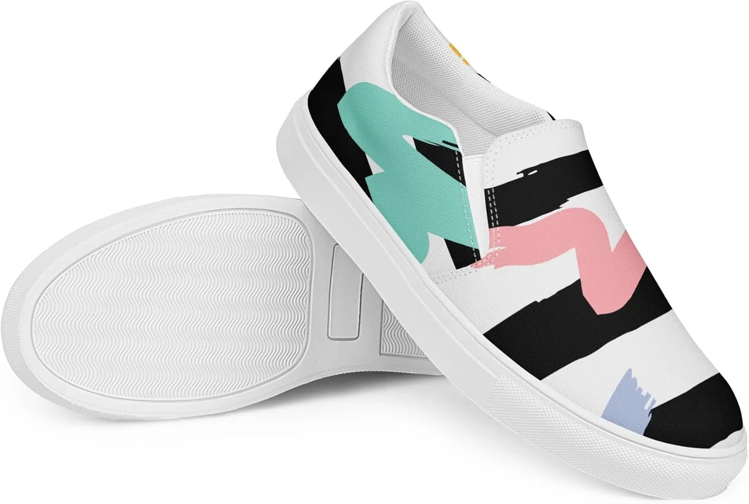 Men's Slip-On Casual Shoes | 80's Print | Fashion Canvas Sneakers for Daily Styling | Loafers for Men, 80’s Print, Multi-Color, US Men’s 6.5