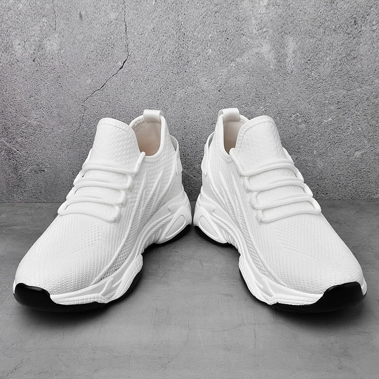 Mens Slip On Sneakers Non Slip Walking Shoes Lightweight Athletic Shoes Casual Running Shoe Increase Height 6/8/10CM