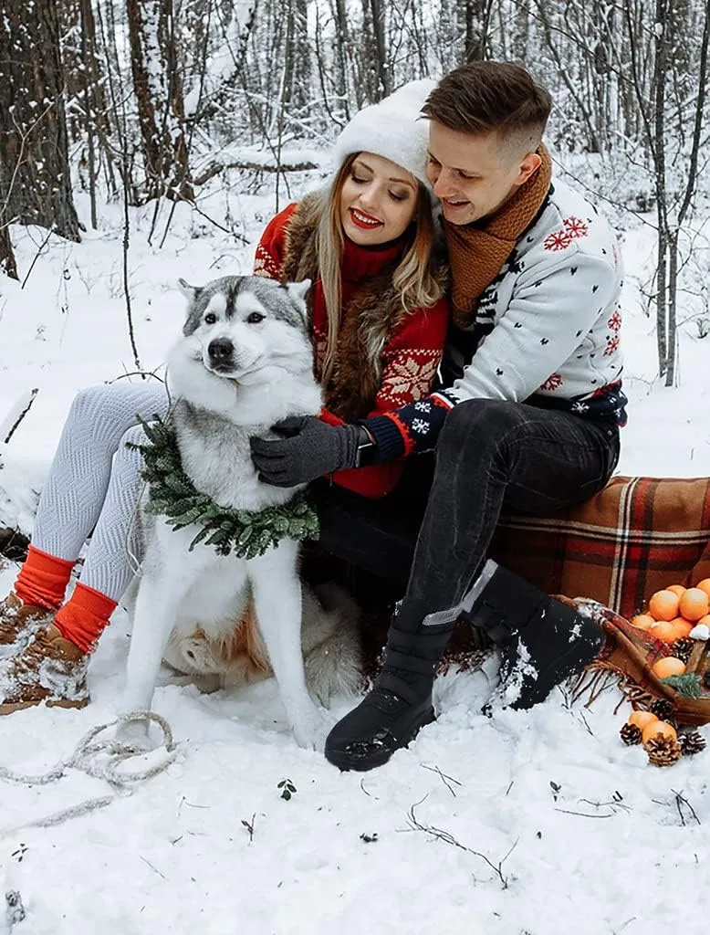 Men's Snow Boots,Men Insulated Waterproof Shoes,Warm Fur Line Bootie,Non-Slip Outdoor Boot for Winter