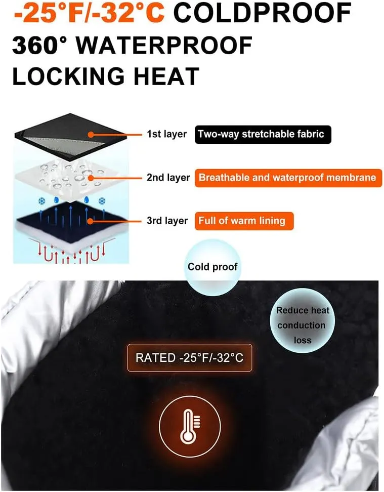 Men's Snow Boots,Men Insulated Waterproof Shoes,Warm Fur Line Bootie,Non-Slip Outdoor Boot for Winter
