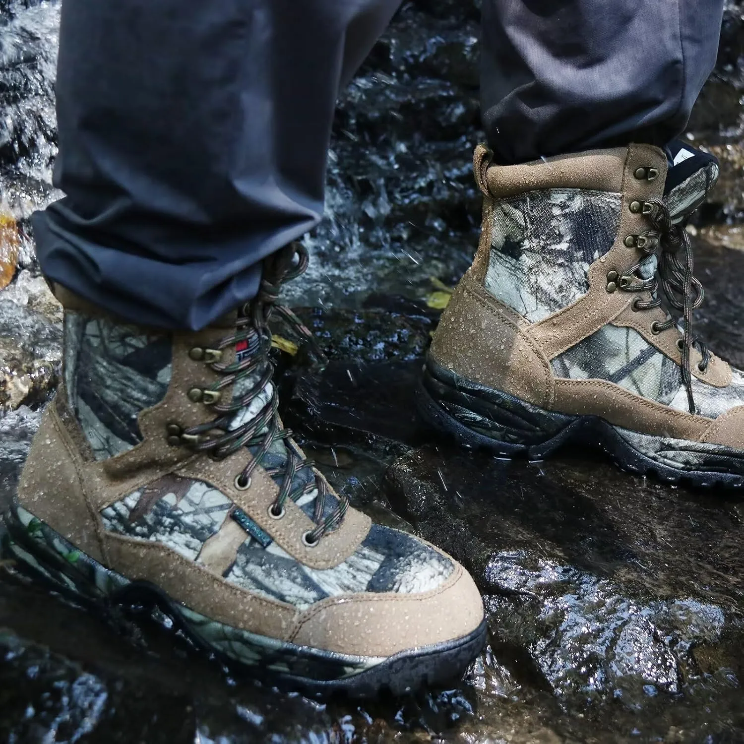 Men's Waterproof Military Tactical Boots Anti-slip Work Boot, 8" Insulated Combat Boots, 400g Thinsulate