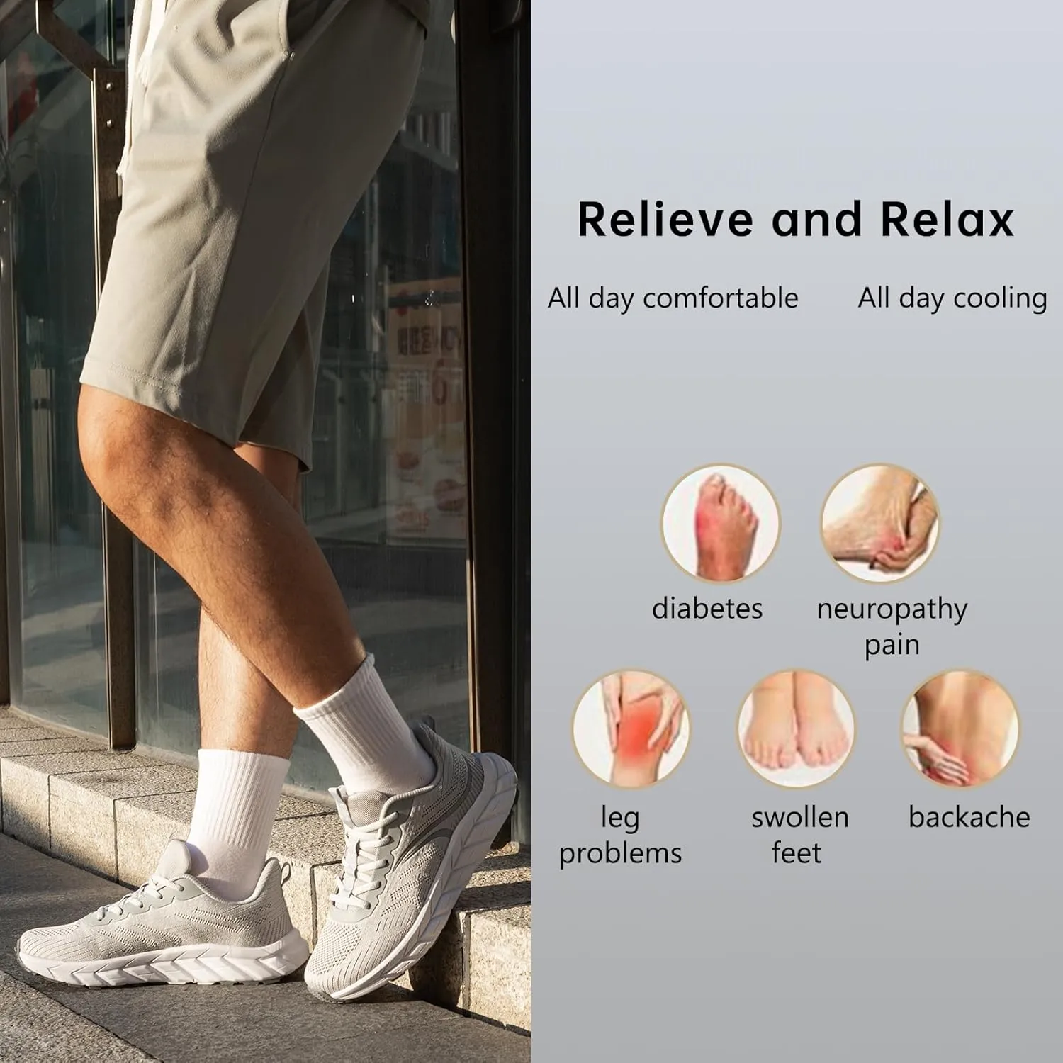 Men's Wide Walking Shoes Breathable Mesh Athletic Sneakers Wide Toe Box Shoes with Arch Support for Plantar Fasciitis