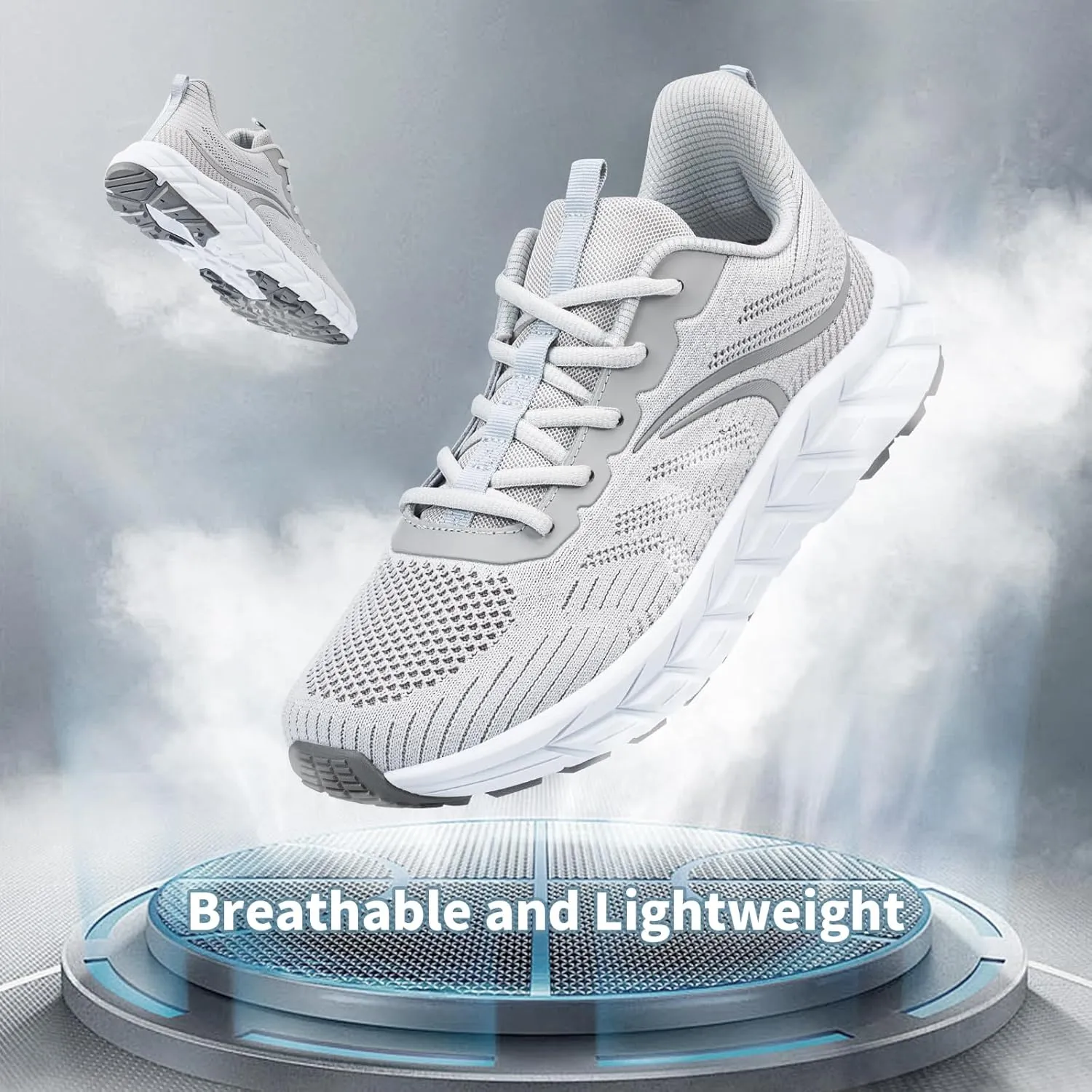 Men's Wide Walking Shoes Breathable Mesh Athletic Sneakers Wide Toe Box Shoes with Arch Support for Plantar Fasciitis