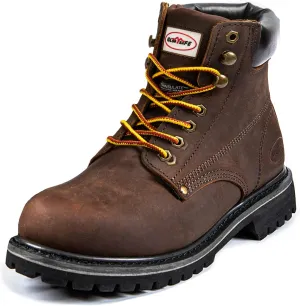 Men's Work Boot with Soft Toe - Waterproof & Slip Resistant 6 Inch Safety Boots for Construction,Rubber Sole Lightweight Working Botas