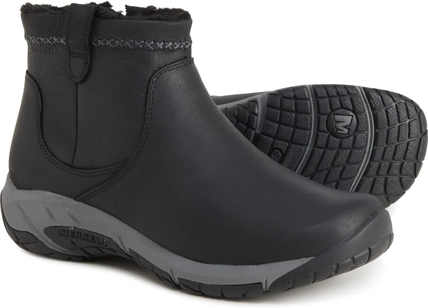 Merrell Women's Encore 4 Bluff Zip Polar Boots - Waterproof, Insulated, Wide Width, (Black) (9)