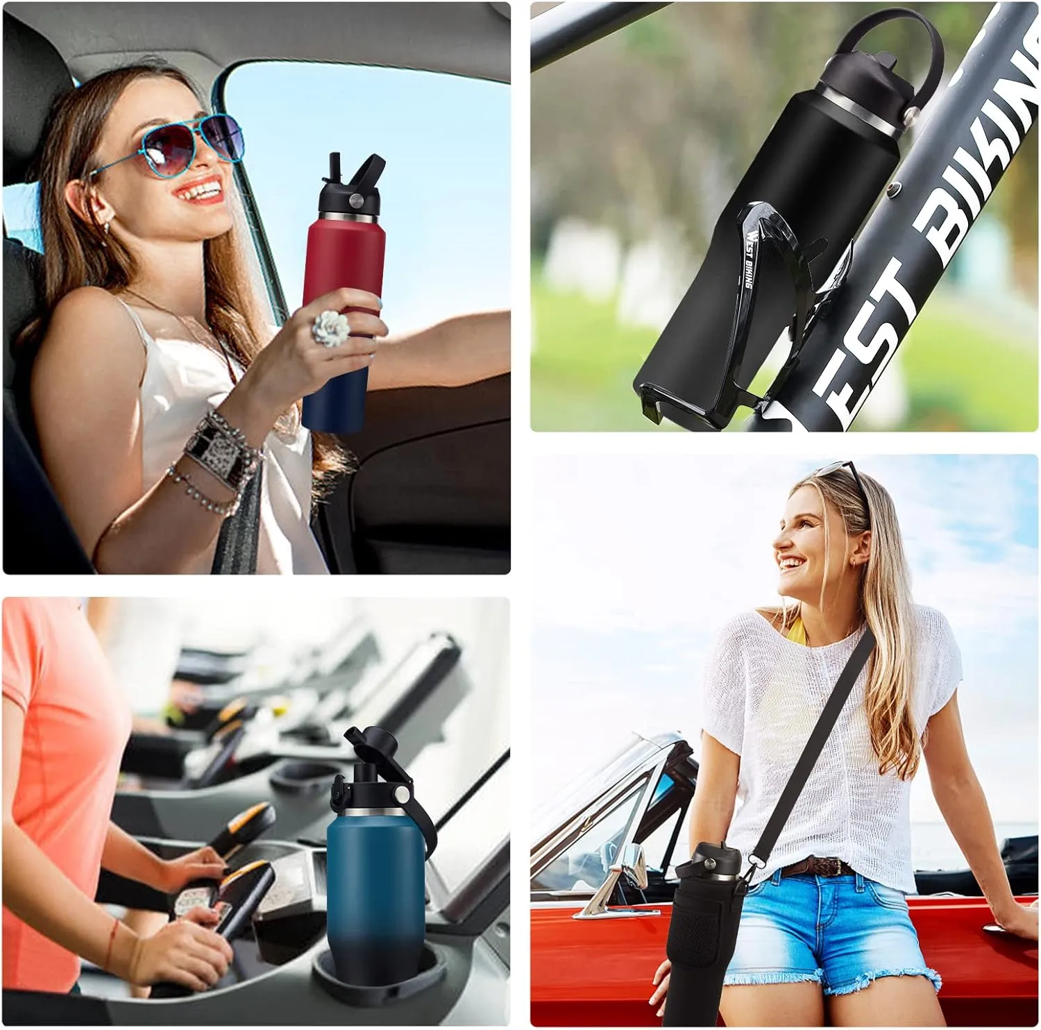 Metal Water Bottle fits-in Cup Holder 32oz, Stainless Steel Vacuum Flask with Straw & Pop-up Chug Lid, Leak Proof Wide Mouth Thermo Keep Cold-48h & Hot-24 for Women Men