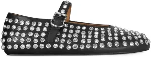 MICIFA Rhinestone Ballet Flats for Women, Crystals Ballerina Shoes Buckle Strap Mary Jane Flats Round Toe Casual Dress Shoes