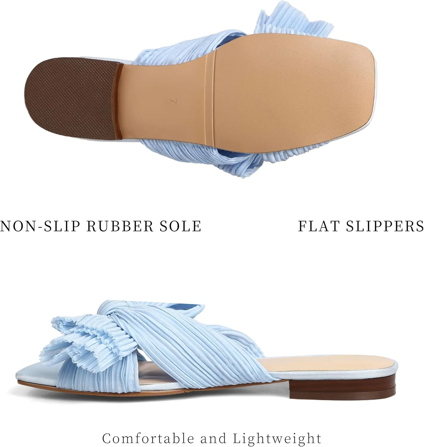 MICIFA Women's Bow Flat Sandals Open Toe Summer Comfort Slip on Slide Sandals Bridal Wedding Dress Shoes
