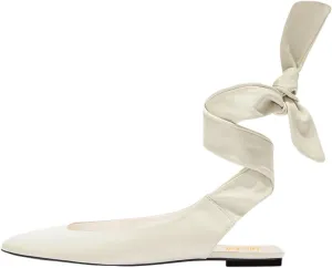 miss left Women Comfortable Rounded Closed Toe Ballet Flats Lace Up Strappy Ballerina Shoes for Casual Dancing Outdoor Outfit Size 4-16 US