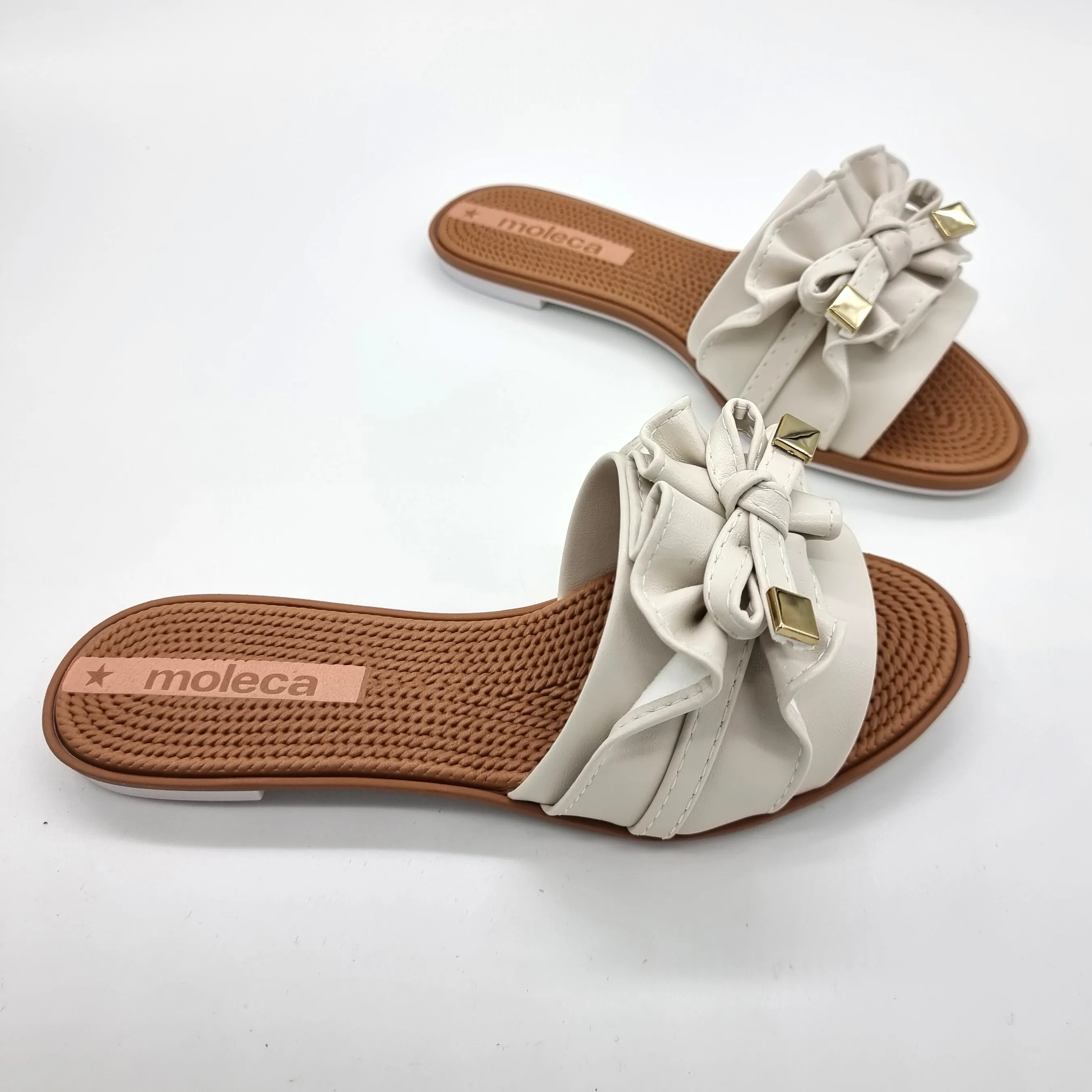 Moleca 5297-446 Ruffled Slip-on Sandal in Off White