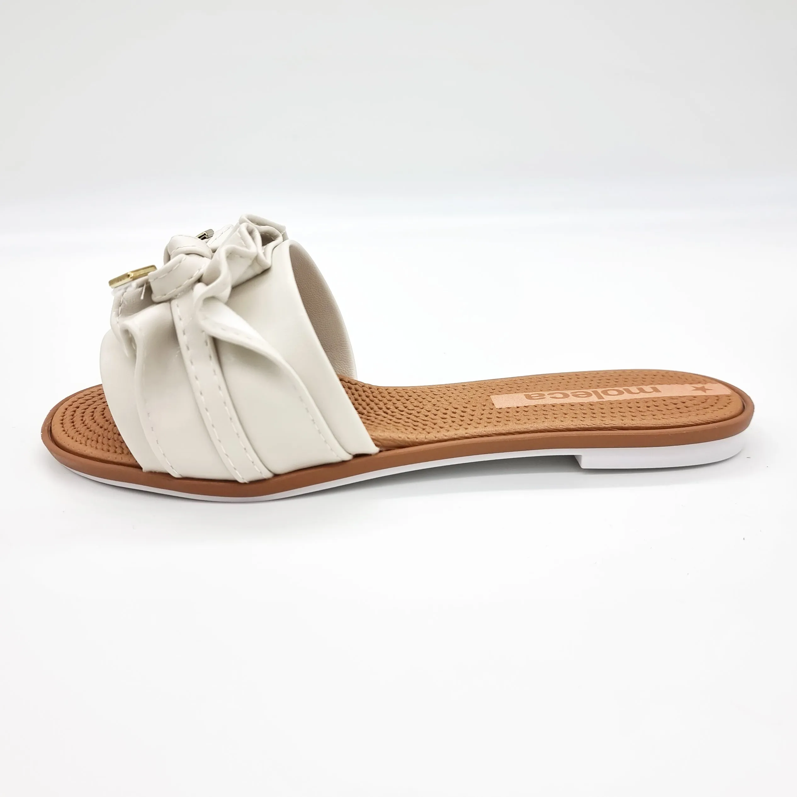 Moleca 5297-446 Ruffled Slip-on Sandal in Off White