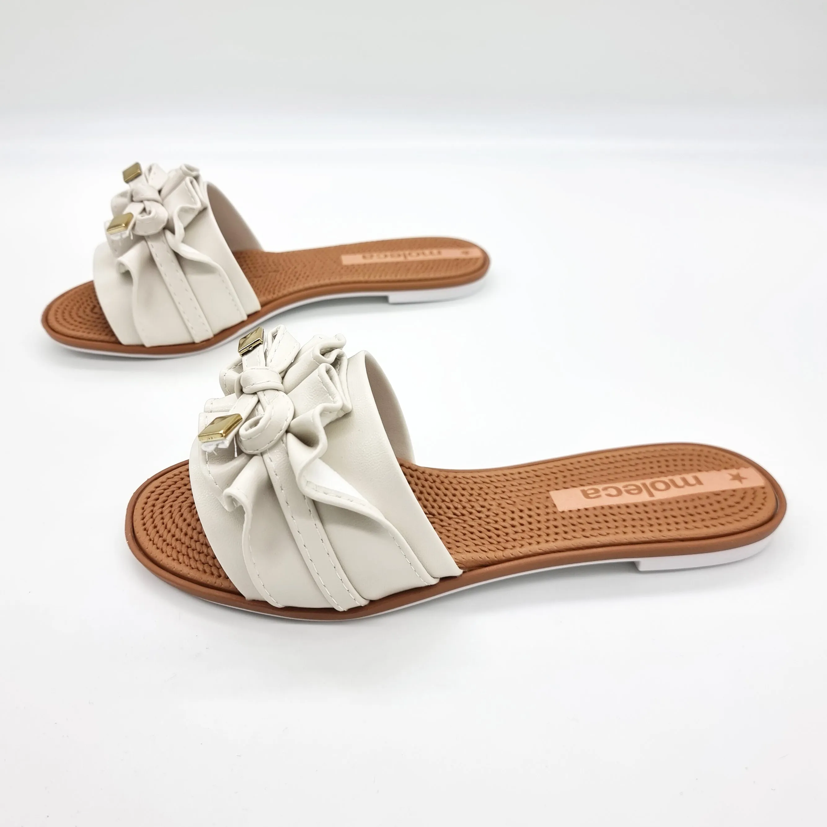 Moleca 5297-446 Ruffled Slip-on Sandal in Off White