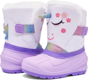 MORENDL Kids' Snow Boots Insulated Waterproof Fur Lined Warm Anti-Slip Winter Shoes for Boys and Girls Outdoor Walking(Toddler/Little Kid)