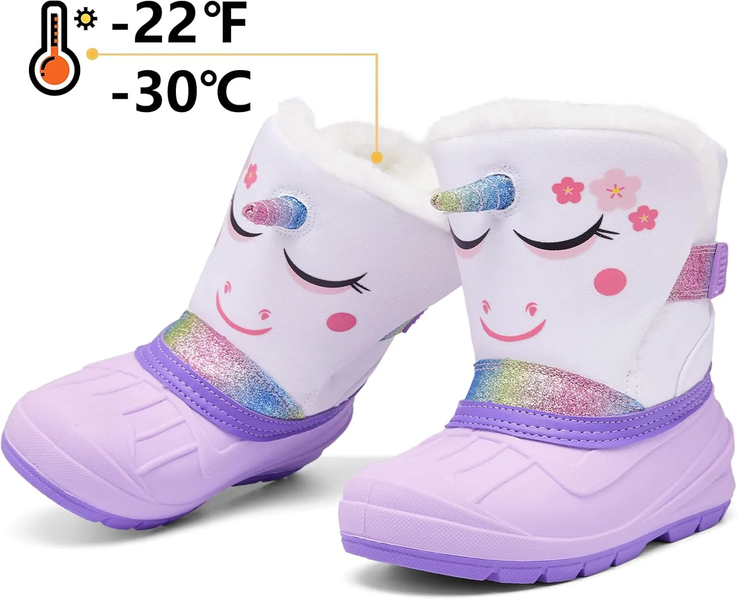 MORENDL Kids' Snow Boots Insulated Waterproof Fur Lined Warm Anti-Slip Winter Shoes for Boys and Girls Outdoor Walking(Toddler/Little Kid)