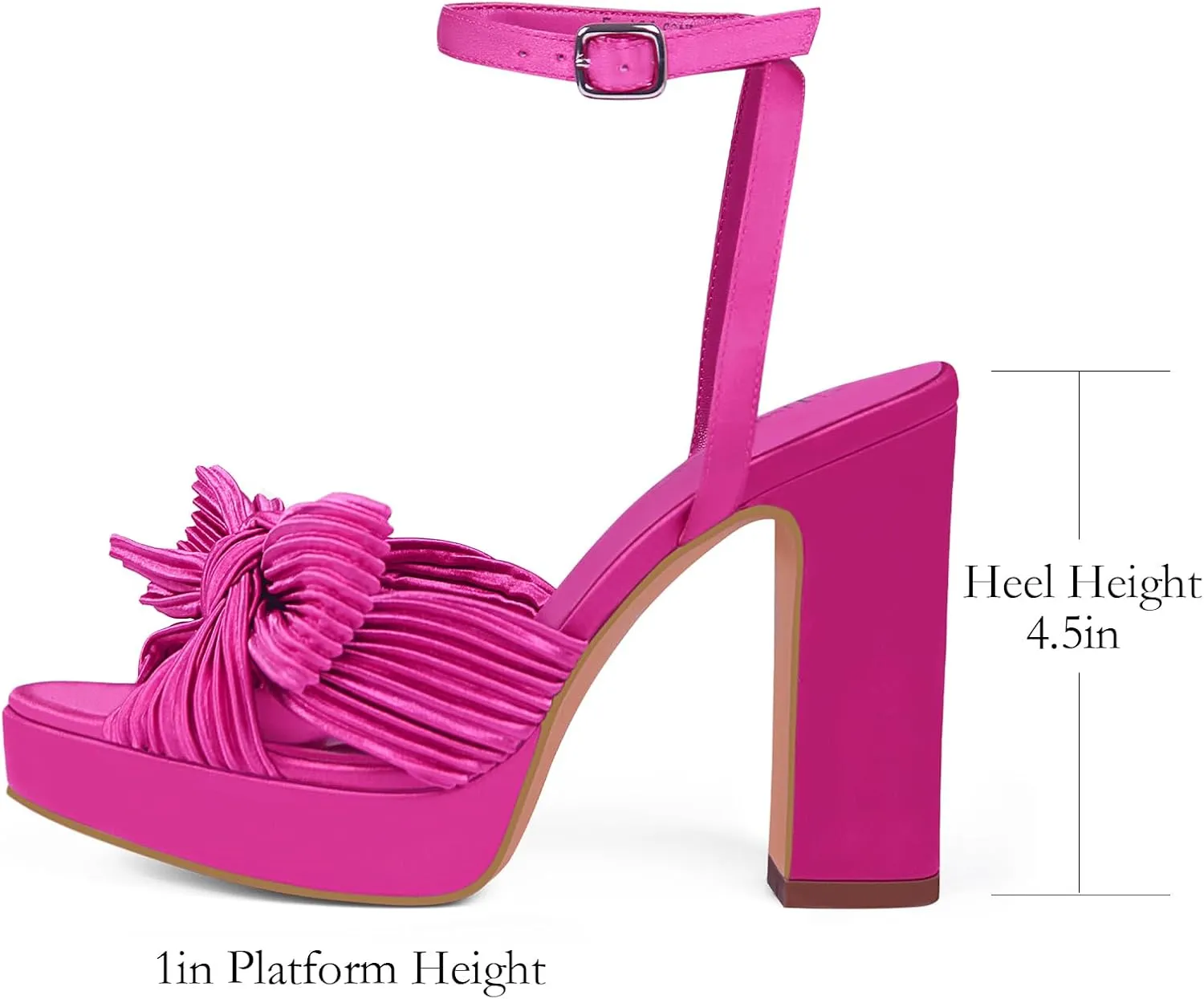MUCCCUTE Bow Heels for Women Chunky Platform Heels with Ankle Strap Open Toe Heeled Sandals Bridal Wedding Dressy Shoes