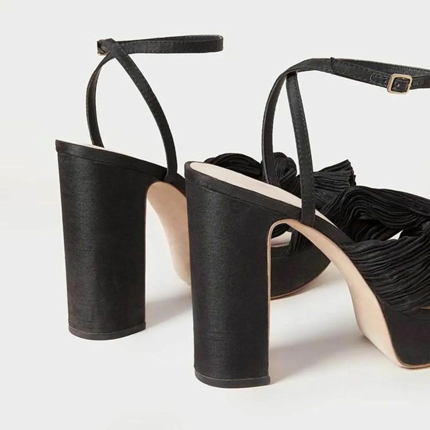 MUCCCUTE Bow Heels for Women Chunky Platform Heels with Ankle Strap Open Toe Heeled Sandals Bridal Wedding Dressy Shoes