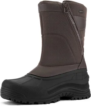 mysoft Men's Mid Calf Insulated Waterproof Winter Snow Boots Fur Lined