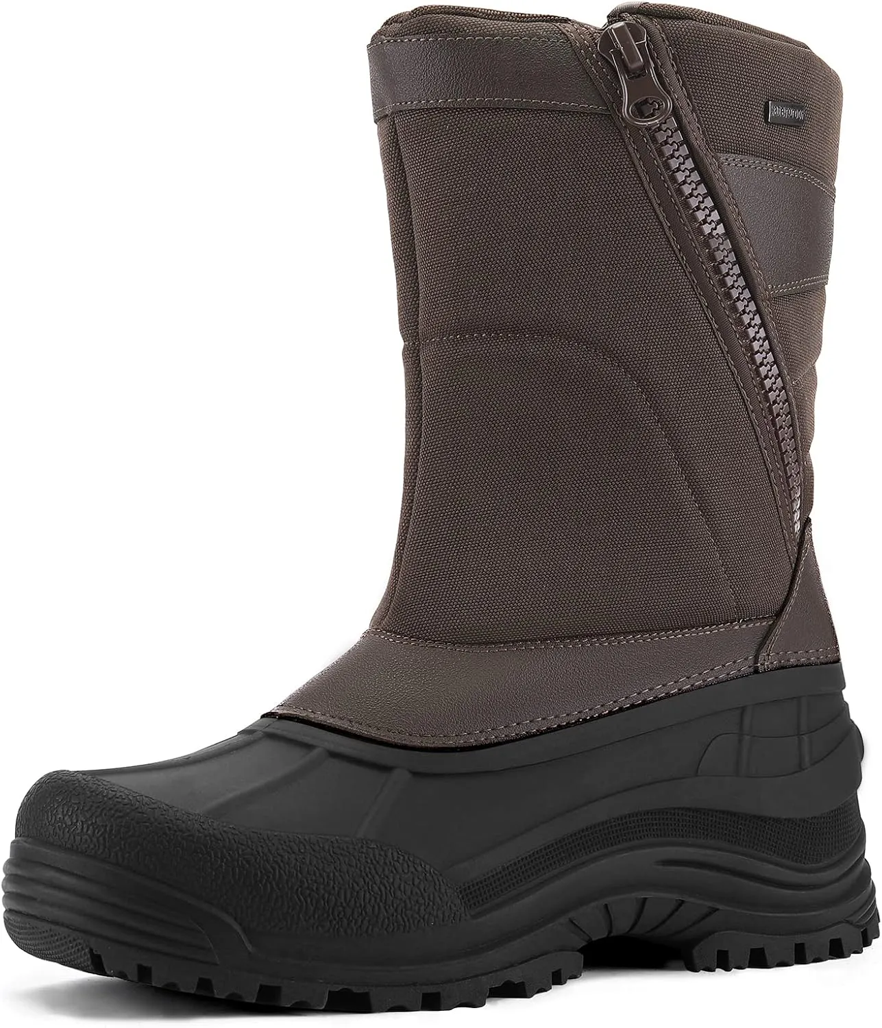 mysoft Men's Mid Calf Insulated Waterproof Winter Snow Boots Fur Lined