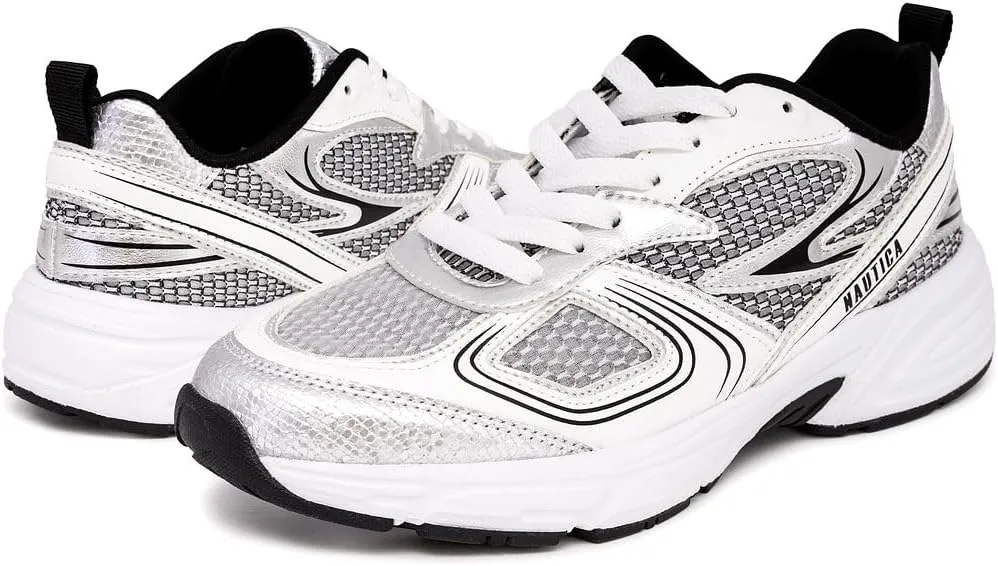 Nautica Women's Fashion Sneaker Lace-Up Jogger Running Shoe Casual Walking Tennis Sneaker