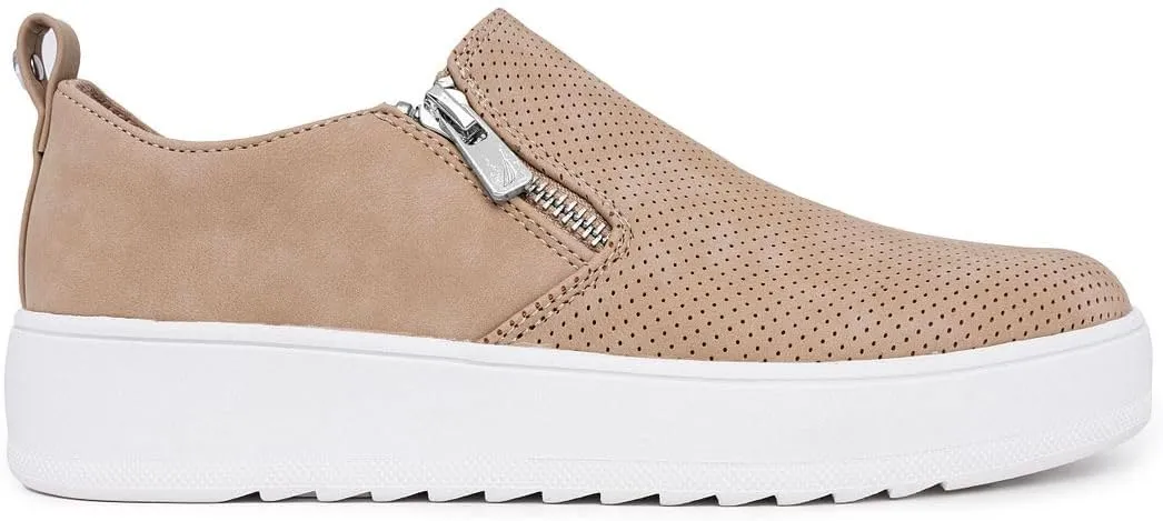 Nautica Women's Slip-On Fashion Sneakers with Side Zipper – Comfortable Low-Top Walking Shoes for Casual Everyday Wear