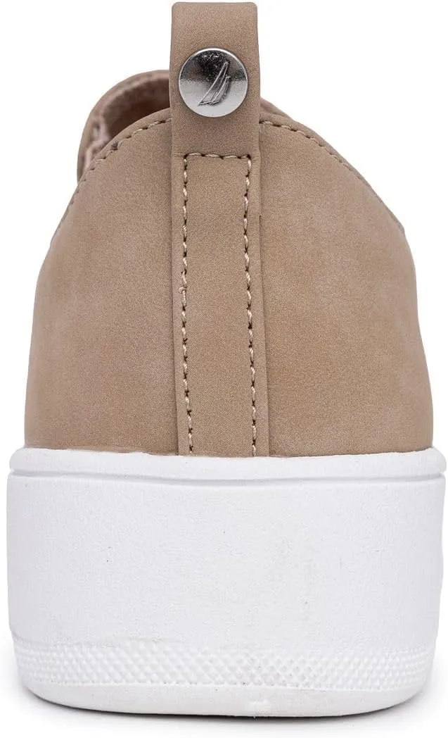 Nautica Women's Slip-On Fashion Sneakers with Side Zipper – Comfortable Low-Top Walking Shoes for Casual Everyday Wear
