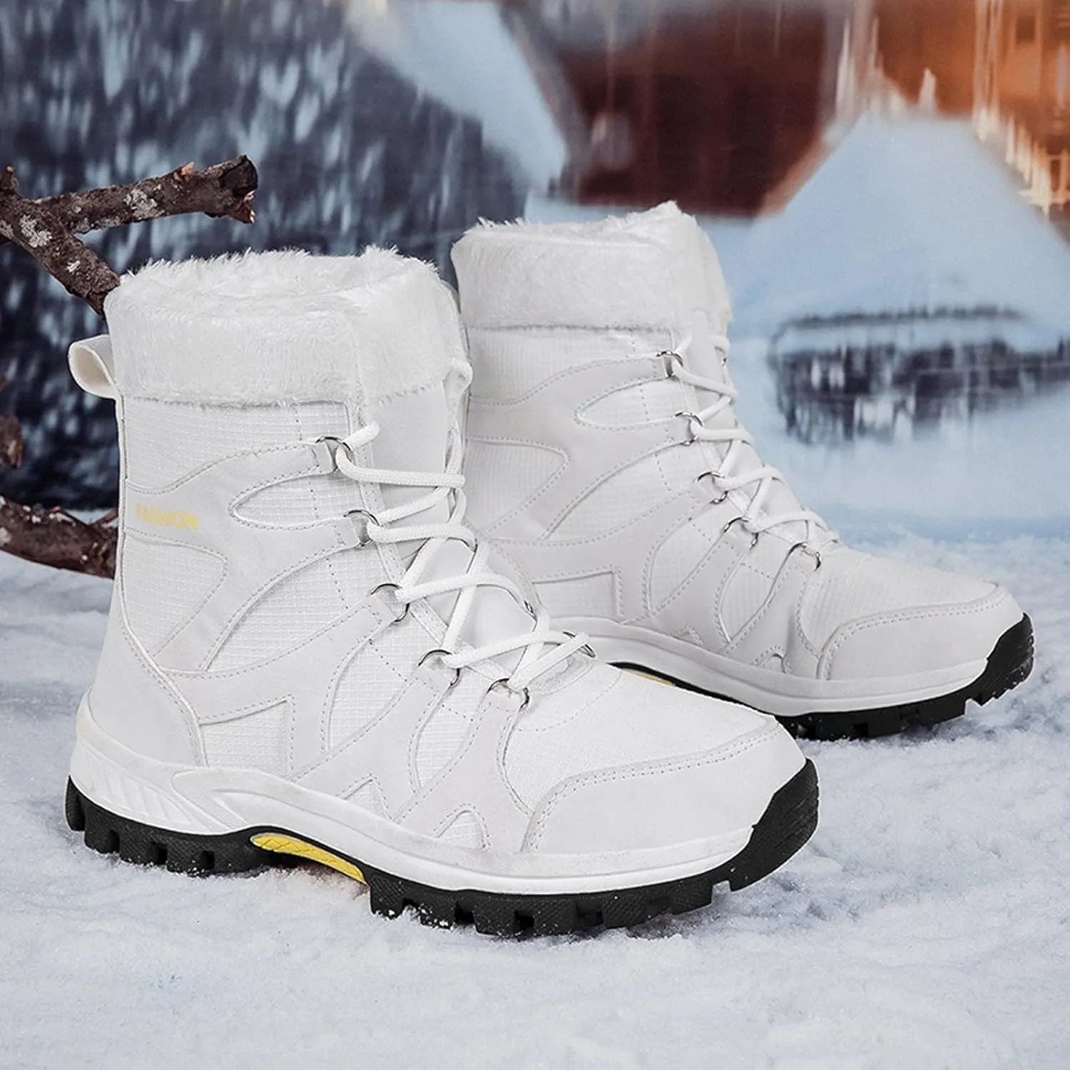 Non Slip Winter Boots Womens Ankle Boots Fur Lined Snow Boots Waterproof Warm Boots Ski Boots Short Furry Boots