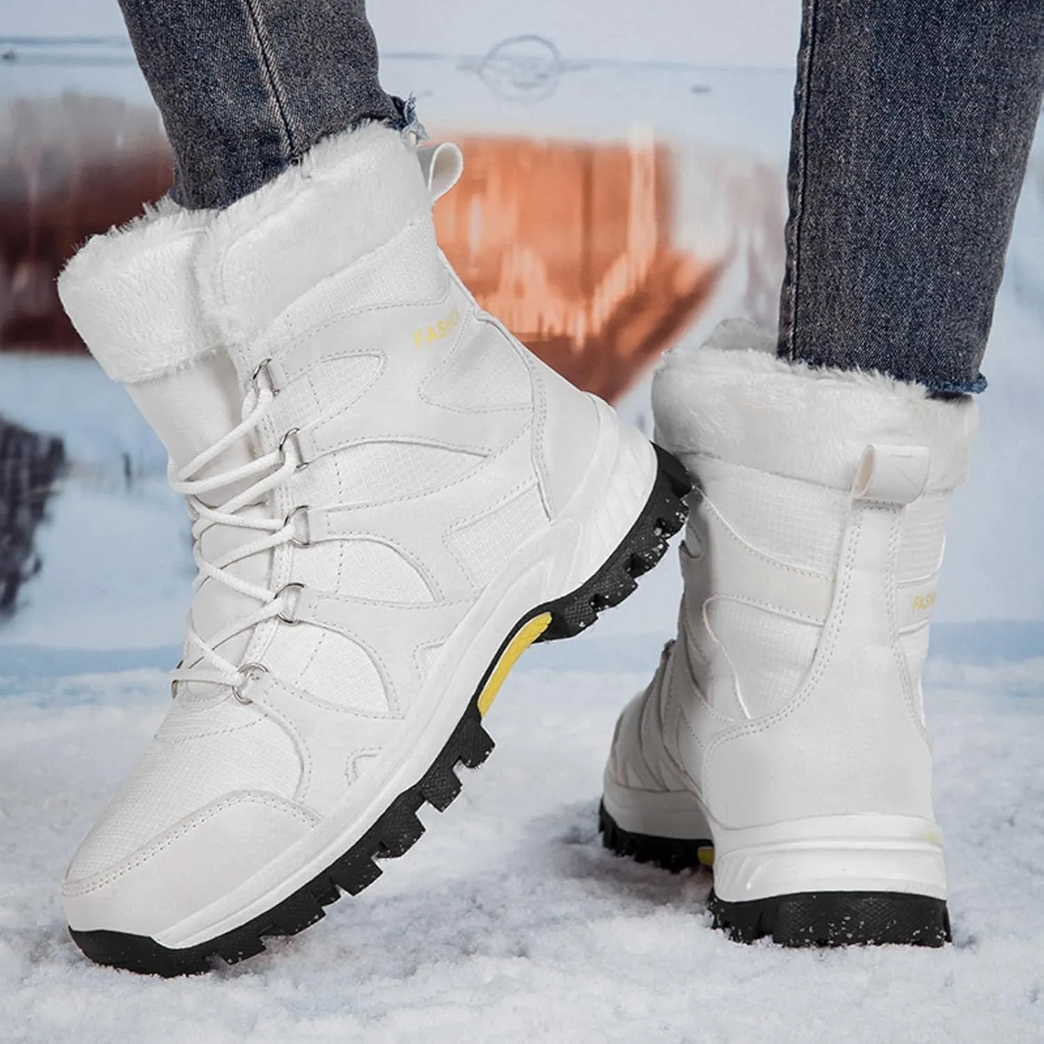 Non Slip Winter Boots Womens Ankle Boots Fur Lined Snow Boots Waterproof Warm Boots Ski Boots Short Furry Boots