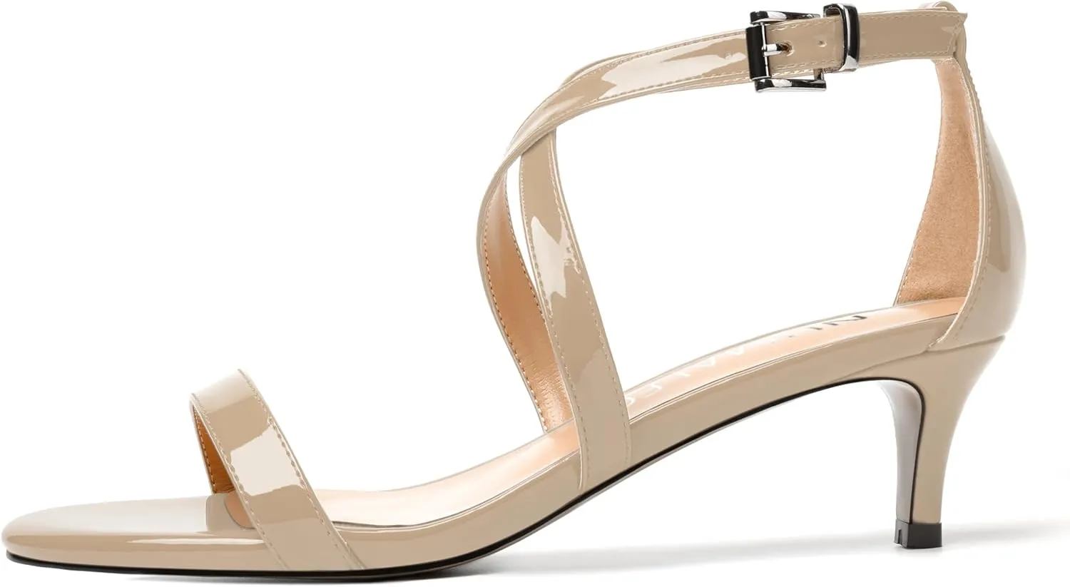 NUMALEO Womens Buckle Ankle Strap Fashion Stylish Patent Open Toe Wedding Kitten Low Heel Heeled Sandals 2 Inch