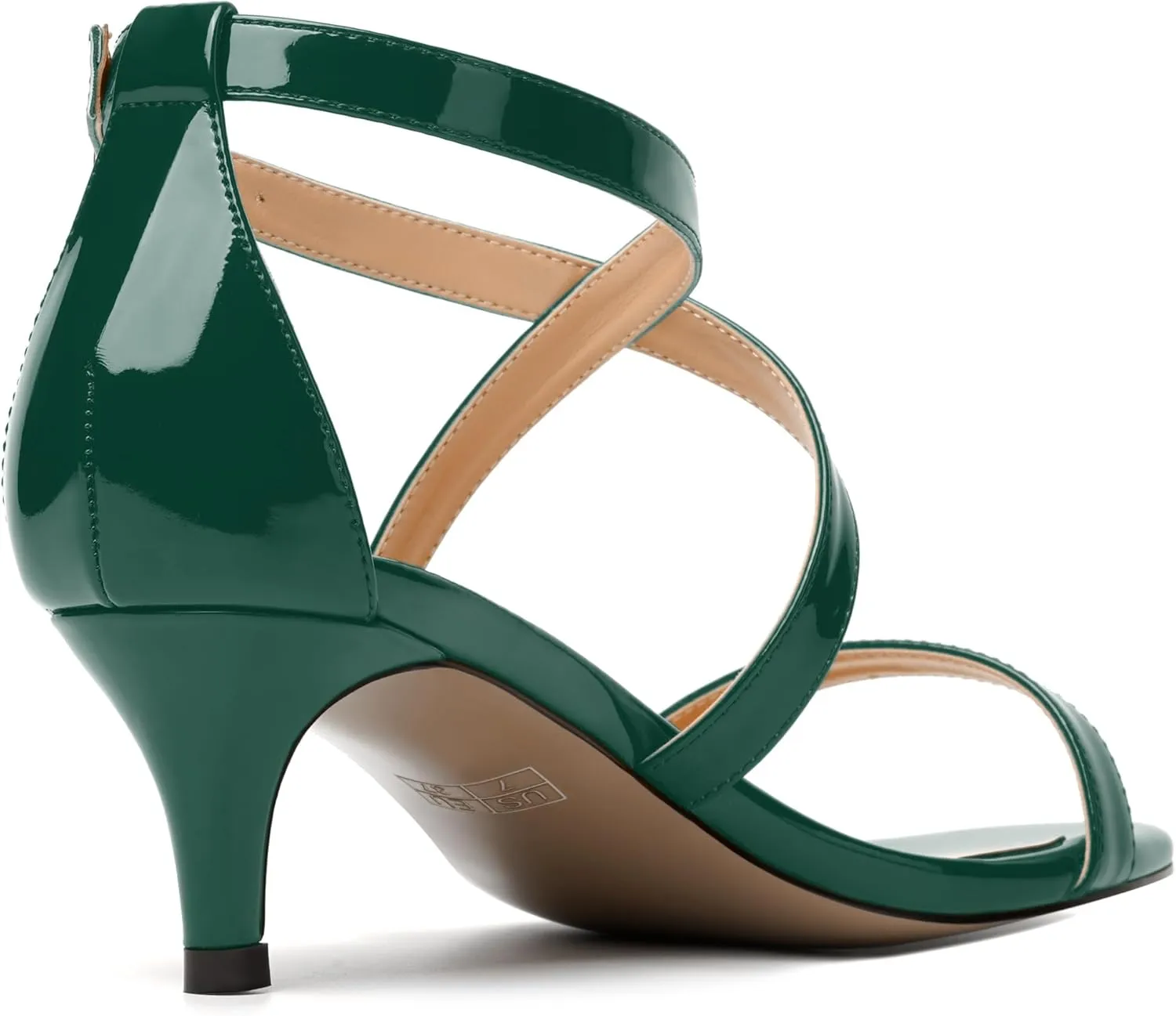 NUMALEO Womens Buckle Ankle Strap Fashion Stylish Patent Open Toe Wedding Kitten Low Heel Heeled Sandals 2 Inch