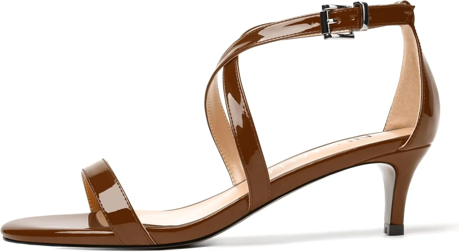 NUMALEO Womens Buckle Ankle Strap Fashion Stylish Patent Open Toe Wedding Kitten Low Heel Heeled Sandals 2 Inch