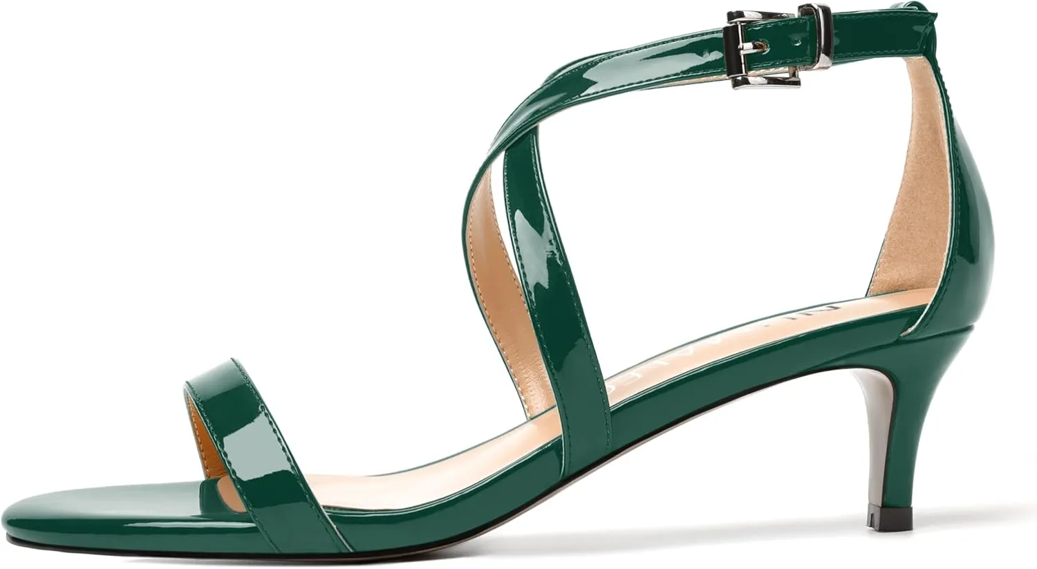 NUMALEO Womens Buckle Ankle Strap Fashion Stylish Patent Open Toe Wedding Kitten Low Heel Heeled Sandals 2 Inch