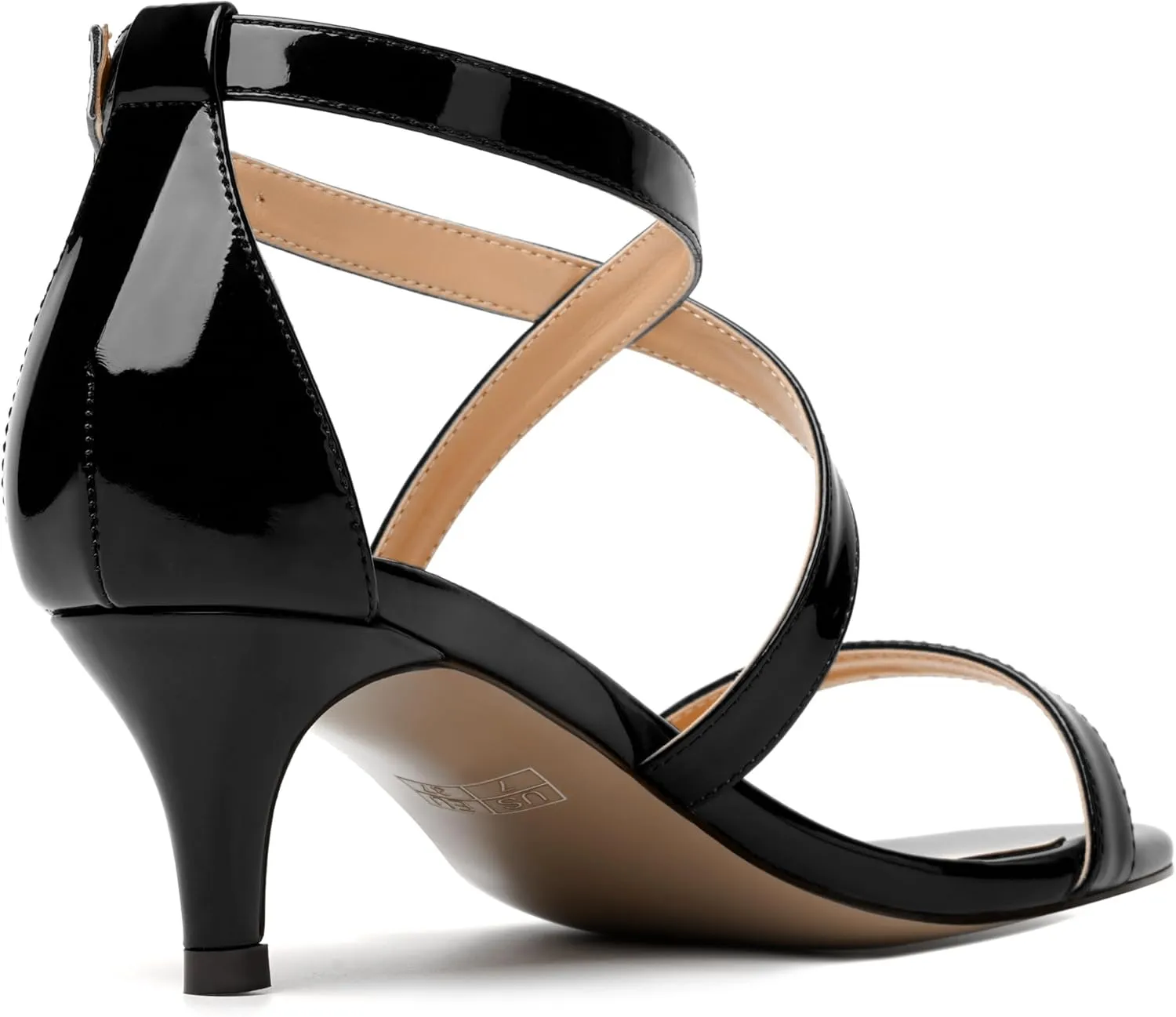 NUMALEO Womens Buckle Ankle Strap Fashion Stylish Patent Open Toe Wedding Kitten Low Heel Heeled Sandals 2 Inch
