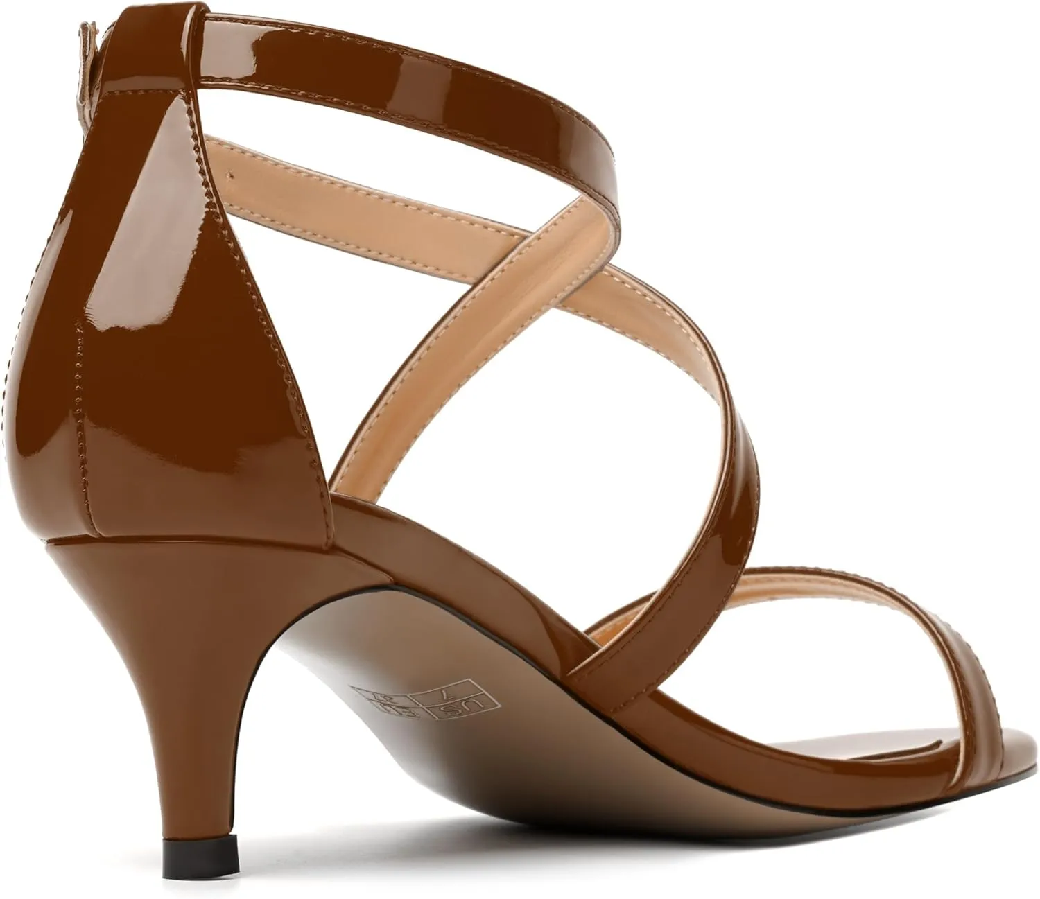 NUMALEO Womens Buckle Ankle Strap Fashion Stylish Patent Open Toe Wedding Kitten Low Heel Heeled Sandals 2 Inch