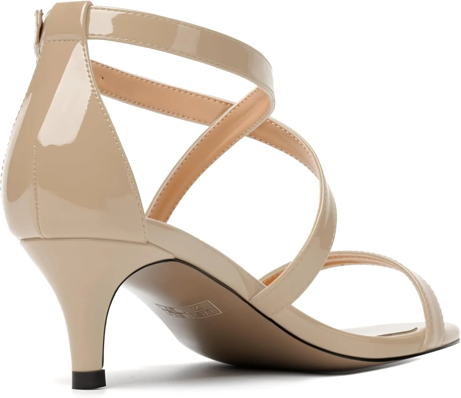 NUMALEO Womens Buckle Ankle Strap Fashion Stylish Patent Open Toe Wedding Kitten Low Heel Heeled Sandals 2 Inch